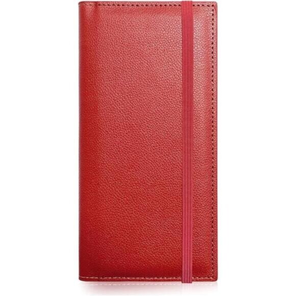 Leather Checkbook Cover for Top (RED with Strap) - Picture 1 of 6